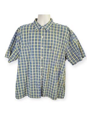 Pineapple Connection Blue Yellow‎ Plaid Camp Shirt Size L